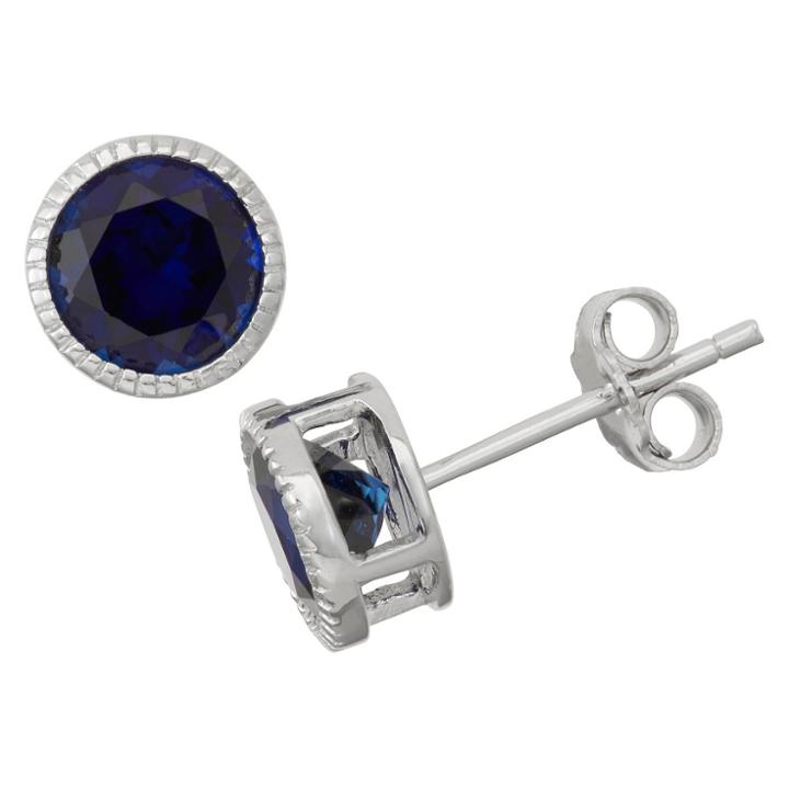 1 2/3 Tcw Tiara Sterling Silver 6mm Bezel-set Sapphire