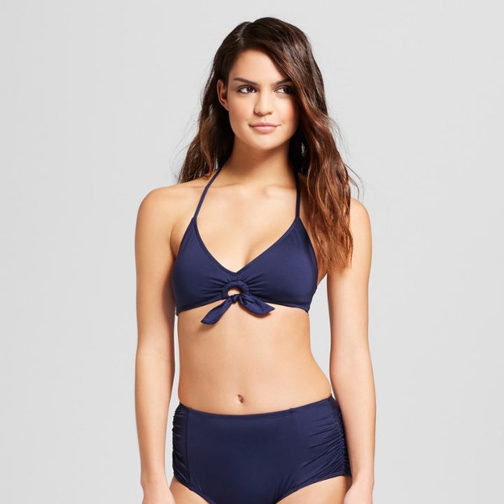 Mossimo Women's Tie Front Bralette Bikini Top - Navy (blue) -