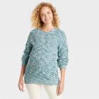 Crew Neck Texture Pullover Maternity Sweater - Isabel Maternity By Ingrid & Isabel Blue