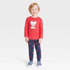 Toddler Boys' Valentine's Day 'heart You' Long Sleeve T-shirt And Fleece Jogger Pants Set - Cat & Jack Red
