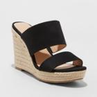 Women's Adelina Two Band Espadrille Slide Sandals - A New Day Black