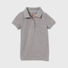 Petitetoddler Girls' Short Sleeve Stretch Pique Uniform Polo Shirt - Cat & Jack Charcoal Gray