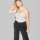 Women's Plus Size Striped Tie-front Tube Top - Wild Fable White