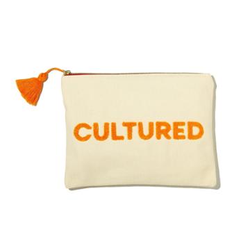 Cultured Travel Pouch With Flocking Texture On Words 7x9 - Be Rooted