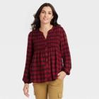 Women's Long Sleeve Button-down Top - Knox Rose Red Plaid
