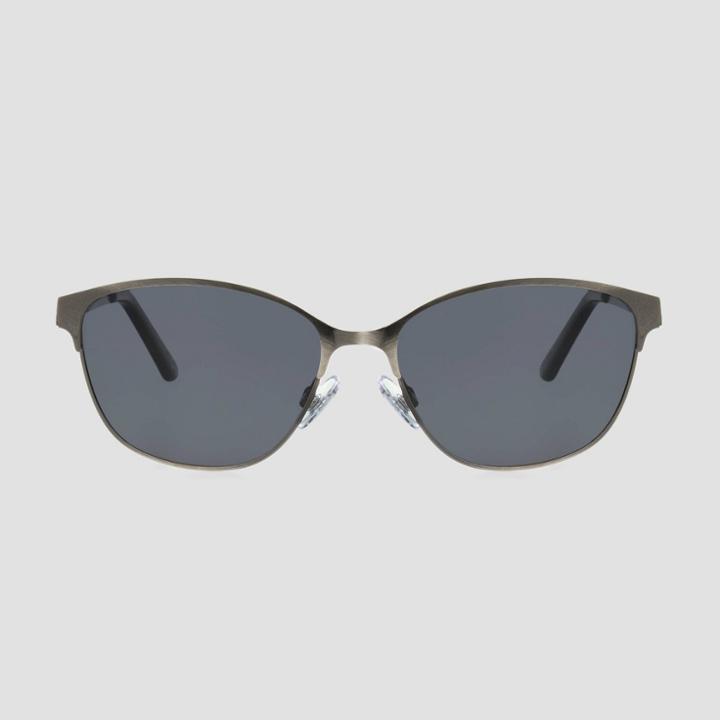 Women's Square Metal Shiny Sunglasses - A New Day Black, Women's, Size: Small, Black/grey