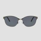 Women's Square Metal Shiny Sunglasses - A New Day Black, Women's, Size: Small, Black/grey