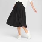 Women's Pleated Knit Midi Skirt - A New Day Black