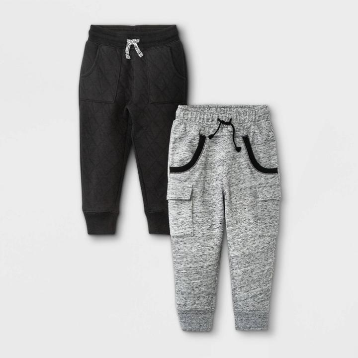 Toddler Boys' 2pk Knit Pull-on Jogger Pants - Cat & Jack Gray/black