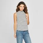 Women's Stripe Mock Neck Tank Top - Universal Thread Black