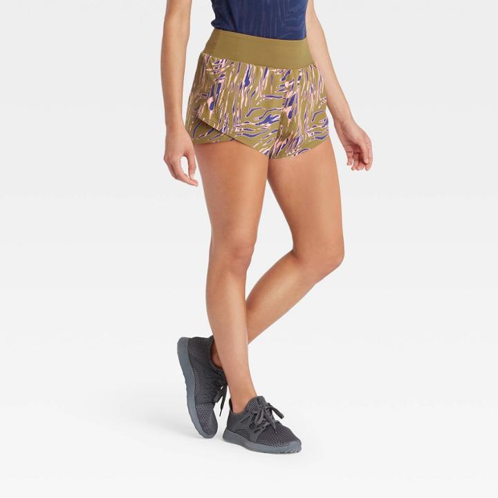 Women's Run Shorts With Liner And Back Zip Pocket 2 - Joylab Army Green