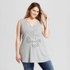 Women's Plus Size Shine On Foil Graphic Tank Top - Lyric Culture Heather Gray
