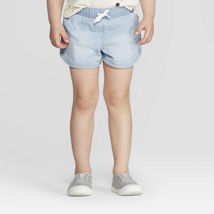 Toddler Girls' Woven Pull-on Shorts - Cat & Jack Light Blue