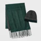 Reversible Scarf And Knit Beanie Set - Goodfellow & Co Green