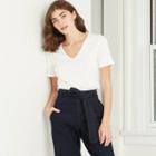 Women's 3pk Short Sleeve V-neck Fitted T-shirt - A New Day White