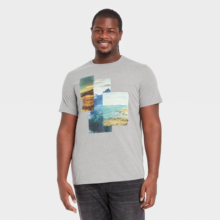 Men's Tall Standard Fit Short Sleeve Printed T-shirt - Goodfellow & Co Thundering Gray