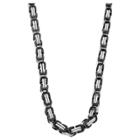 Tiara Rhodium Men's Byzantine Link Necklace In Black Stainless Steel,