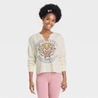 Zoe+liv Women's Tigers University Notch Neck Long Sleeve Cropped Graphic T-shirt - White