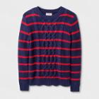 Girls' Crew Neck Cable Pullover Sweater - Cat & Jack Nightfall Blue M,