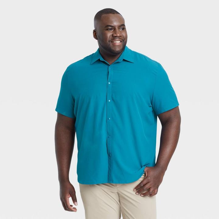Men's Adventure Button-up T-shirt - All In Motion Teal