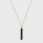 Silver Plated Stone Bar Necklace - A New Day Black/gold, Girl's