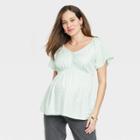 Short Sleeve Woven Popover Maternity Shirt - Isabel Maternity By Ingrid & Isabel Green Gingham