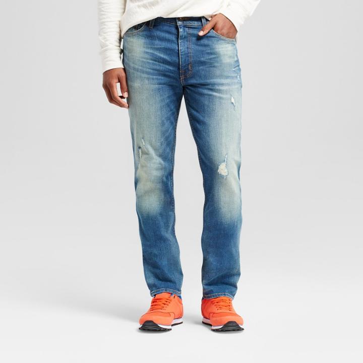 Men's Athletic Fit Distressed Jeans - Goodfellow & Co. Medium Wash 32x32,