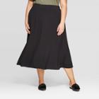 Women's Plus Size Rib Maxi Knit Skirt - Ava & Viv Black X