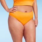 Women's Ribbed Scoop Front High Leg Cheeky Bikini Bottom - Wild Fable Orange