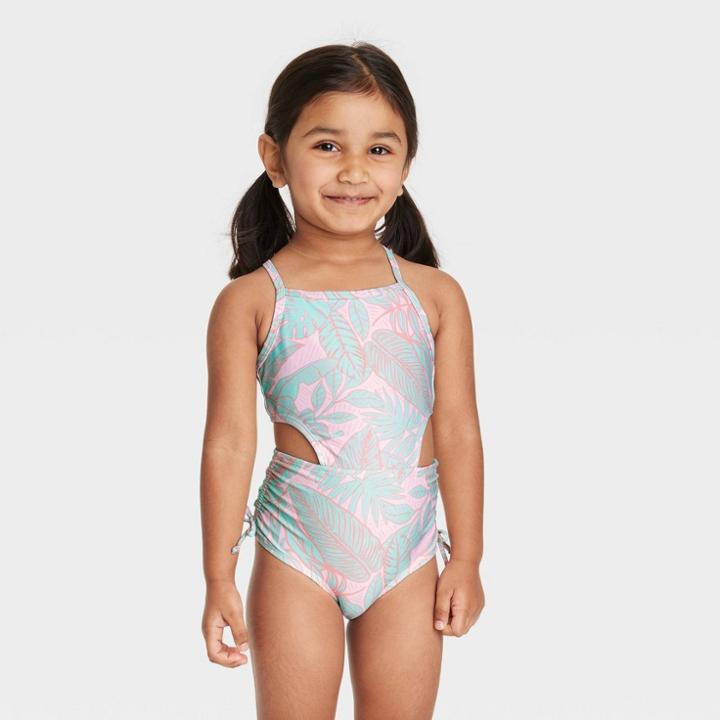 Toddler Girls' Leaf One Piece Swimsuit - Cat & Jack Pink