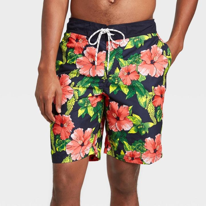 Men's 9 Photo Trop Board Shorts - Goodfellow & Co Black