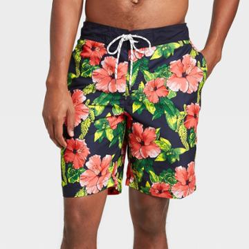Men's 9 Photo Trop Board Shorts - Goodfellow & Co Black
