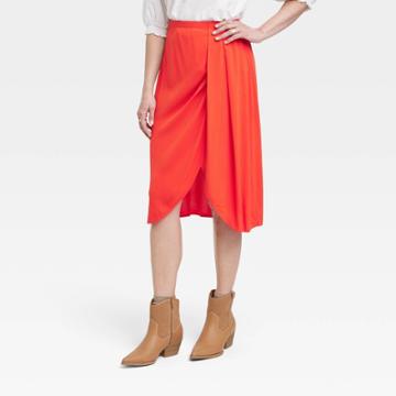 Women's Drapey A-line Wrap Skirt - Knox Rose Orange