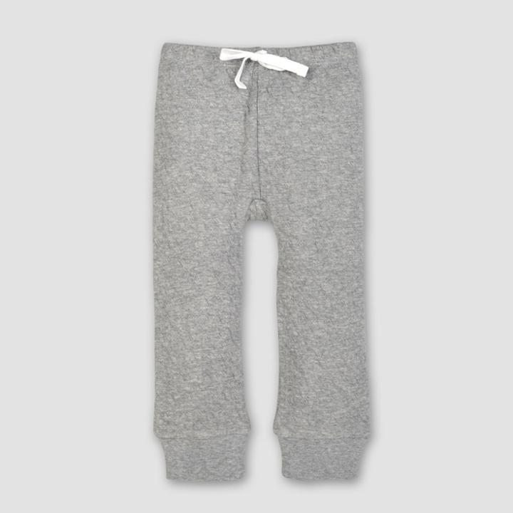 Burt's Bees Baby Organic Cotton Quilted Bee Pants - Heather Gray 12m, Kids Unisex