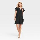 Women's Flutter Short Sleeve Woven Dress - Universal Thread Black