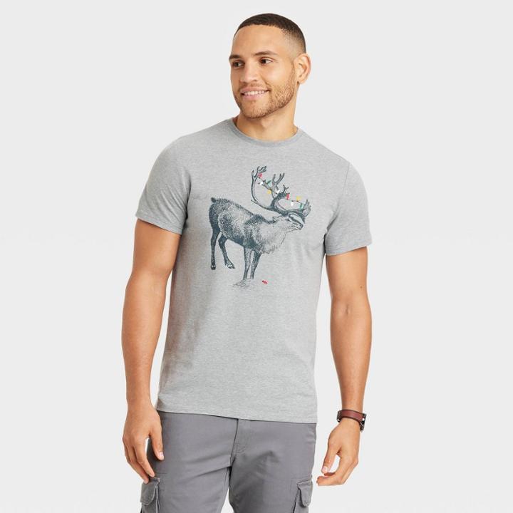 Men's Printed Graphic T-shirt - Goodfellow & Co Heathered Gray