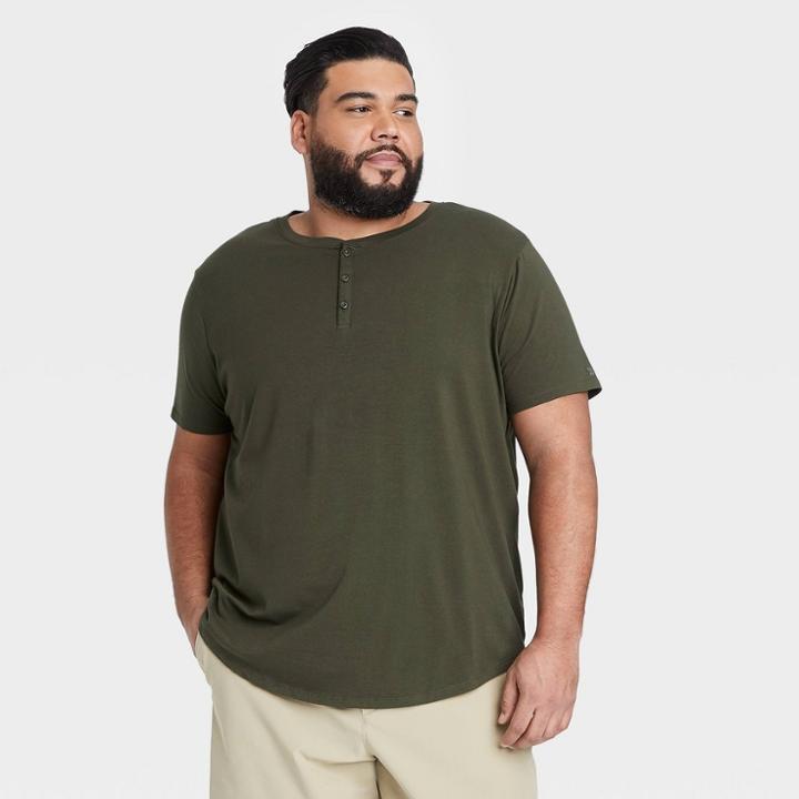 Men's Big & Tall Supima Cotton Henley T-shirt - All In Motion Olive Green