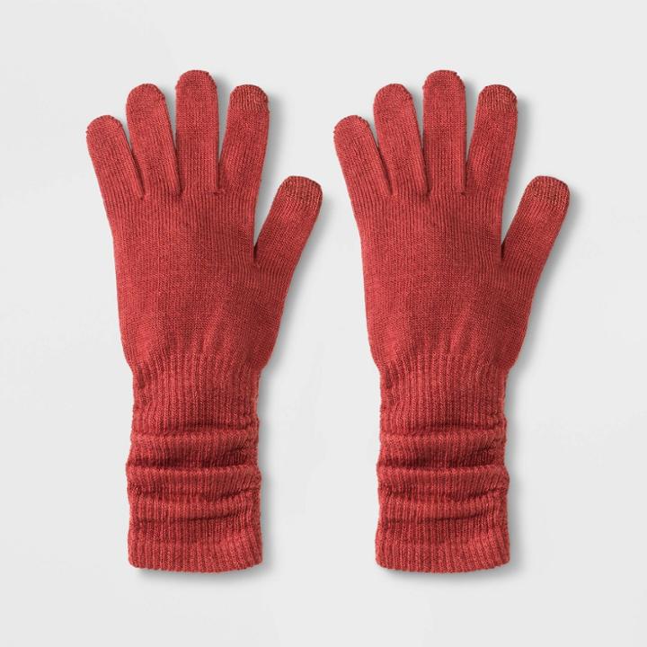 Women's Extended Knit Glove - A New Day Pink One Size, Women's,