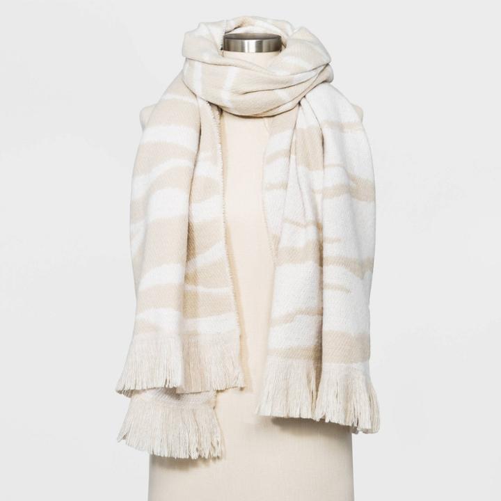 Women's Zebra Blanket Scarf - A New Day Gray