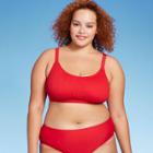 Women's Smocked Bralette Bikini Top - Wild Fable Red X