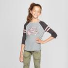 Girls' Hedgehog Baseball 3/4 Sleeve T-shirt - Cat & Jack Gray