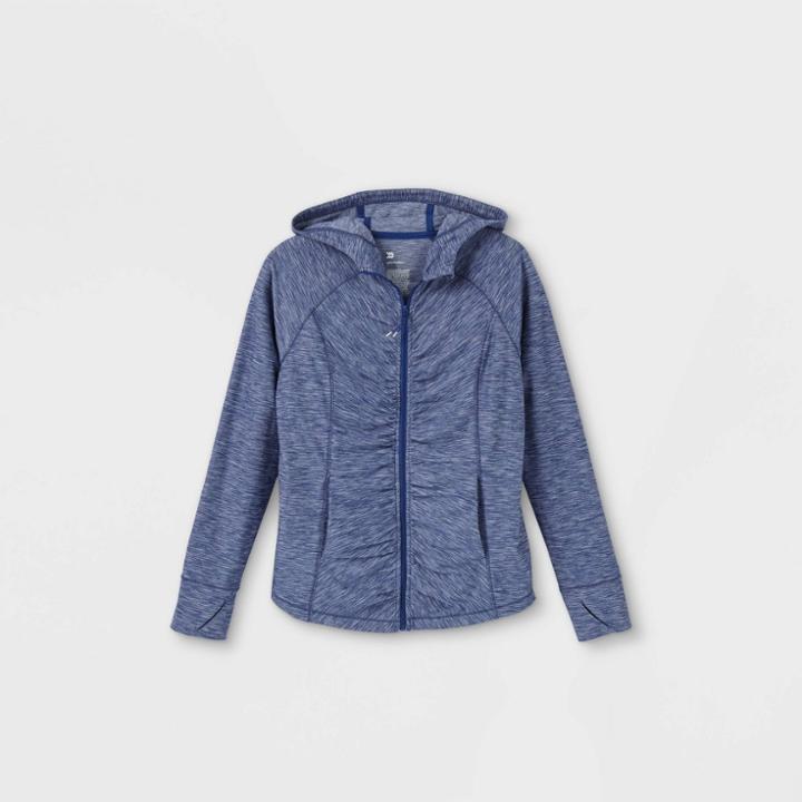 Girls' Soft Full Zip Hoodie Pullover - All In Motion Navy Heather