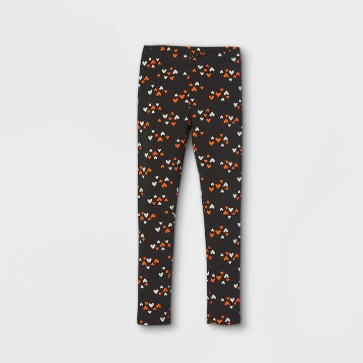 Girls' Adaptive Heart Halloween Leggings - Cat & Jack Black