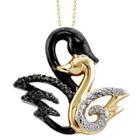 Target Women's Sterling Silver Accent Round-cut Black And White Diamond Pave Set Swan Pendant - Yellow