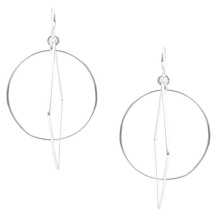 Journee Collection Women's Tressa Collection Sterling Silver Squared Circle Dangle Earrings