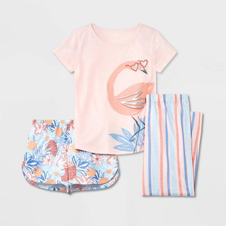 Carter's Just One You Girls' 3pc Flamingo Pajama Set - Blue/pink