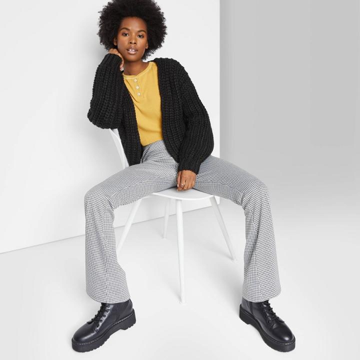 Women's Crafted Chunky Knit Cardigan - Wild Fable Black