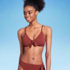 Women's Tie-front Pique Textured Bralette Bikini Top - Wild Fable Rust Xxs