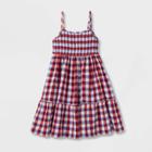 Girls' Adaptive Abdominal Access Dress - Cat & Jack Red/navy