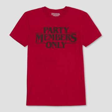 Men's Stranger Things Party Members Only Short Sleeve T-shirt - Red Puree